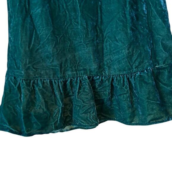 J.Crew Emerald Green Crushed Velvet Sleeveless Top - Ruffle Hem, Size 4 - Picture 4 of 7